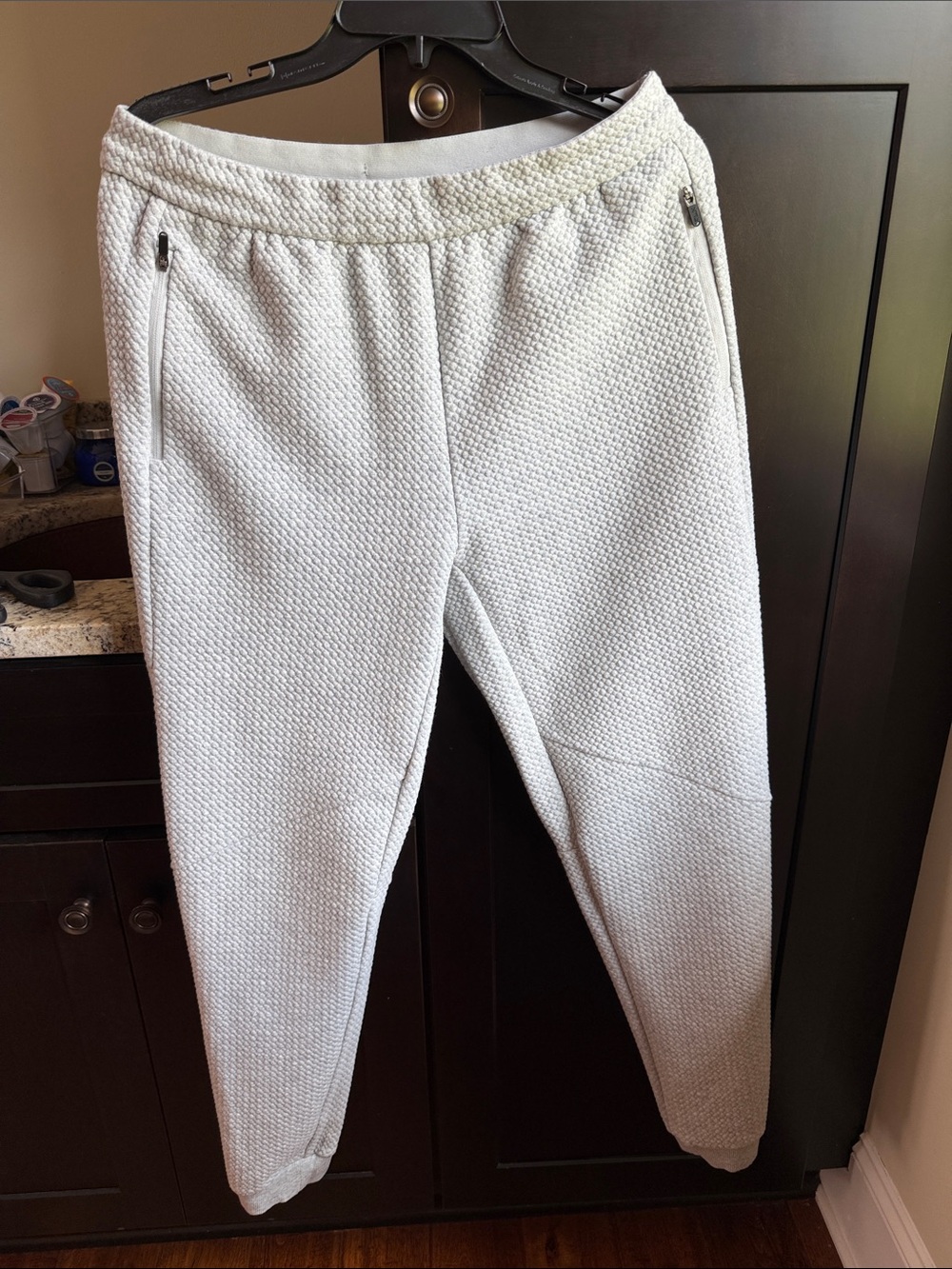 Textured White Men's Jogger Sweatpants